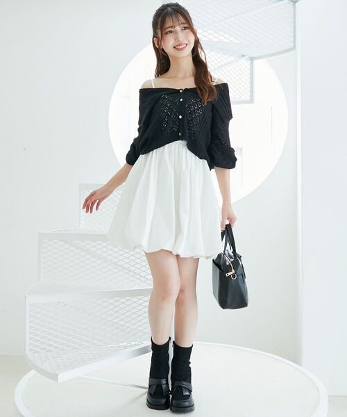 MAJESTIC LEGON(マジェスティックレゴン)の「カーデ×バルーンキャミワンピセット(ワンピース・レディース・ブラウン/アイボリー/ブラック・MEDIUM)」の1枚目の写真