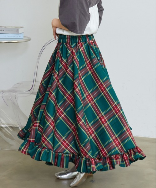 mul.(ムル)の「SS裾フリルロングスカート(スカート・レディース・グリーン/レッド/ベージュ/ネイビー・FREE)」の3枚目の写真