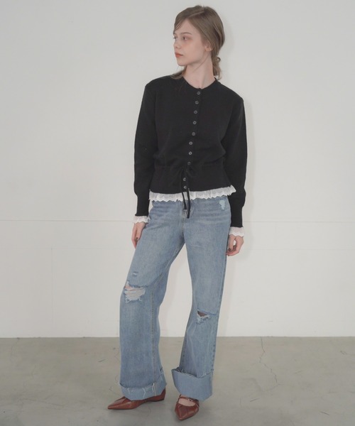 Mirette(ミレット)の「ロールアップクラッシュデニムパンツ ハイウエスト ワイドストレート / Rolled-Up Crashed Denim Pants High Waist Wide Straight(デニムパンツ・レディース・ブルー・SMALL/MEDIUM)」の12枚目の写真