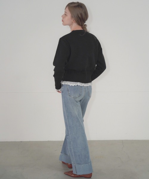 Mirette(ミレット)の「ロールアップクラッシュデニムパンツ ハイウエスト ワイドストレート / Rolled-Up Crashed Denim Pants High Waist Wide Straight(デニムパンツ・レディース・ブルー・SMALL/MEDIUM)」の2枚目の写真