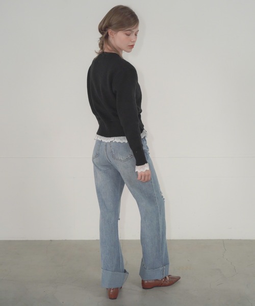 Mirette(ミレット)の「ロールアップクラッシュデニムパンツ ハイウエスト ワイドストレート / Rolled-Up Crashed Denim Pants High Waist Wide Straight(デニムパンツ・レディース・ブルー・SMALL/MEDIUM)」の15枚目の写真