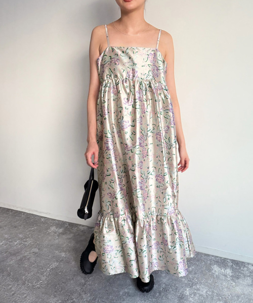 ne Quittez pas/ヌキテパ】POLY DUPION FLOWER PRINT