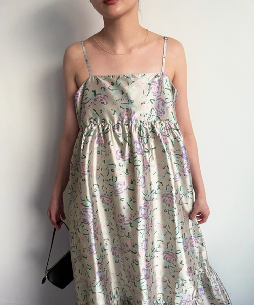 NE QUITTEZ PAS!(ヌキテパ)の「【ne Quittez pas/ヌキテパ】POLY DUPION FLOWER PRINT(ワンピース・レディース・ベージュ・FREE)」の4枚目の写真