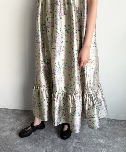 ne Quittez pas/ヌキテパ】POLY DUPION FLOWER PRINT