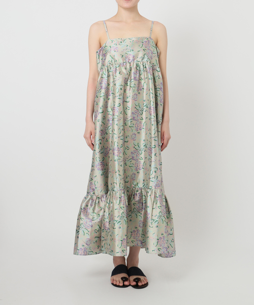 NE QUITTEZ PAS!(ヌキテパ)の「【ne Quittez pas/ヌキテパ】POLY DUPION FLOWER PRINT(ワンピース・レディース・ベージュ・FREE)」の6枚目の写真
