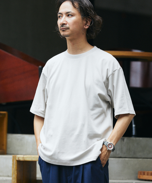 JOURNAL STANDARD relume(ジャーナルスタンダード レリューム)の「スムースシルケット TEE(Tシャツ/カットソー・メンズ・ホワイト/ブラック・LARGE/MEDIUM)」の3枚目の写真