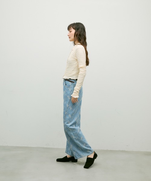 Lutim by u(ルチバイユー)の「Popcorn polo frill cuffs cardigan / ポップコーンポロフリルカフカーディガン(カーディガン/ボレロ・レディース・ブラック/ナチュラル・FREE)」の6枚目の写真