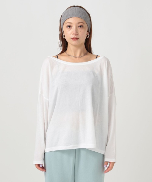 BAYFLOW（ベイフロー）の「[ワンショルダーでも着られる]オーバーサイズシアーロンT（Tシャツ/カットソー・レディース・チャコール/オフホワイト/ライトブルー・FREE）」の15枚目の写真