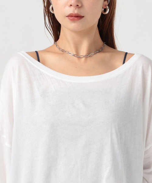 BAYFLOW（ベイフロー）の「[ワンショルダーでも着られる]オーバーサイズシアーロンT（Tシャツ/カットソー・レディース・チャコール/オフホワイト/ライトブルー・FREE）」の18枚目の写真