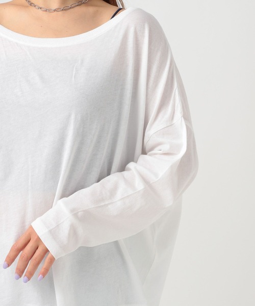 BAYFLOW（ベイフロー）の「[ワンショルダーでも着られる]オーバーサイズシアーロンT（Tシャツ/カットソー・レディース・チャコール/オフホワイト/ライトブルー・FREE）」の19枚目の写真