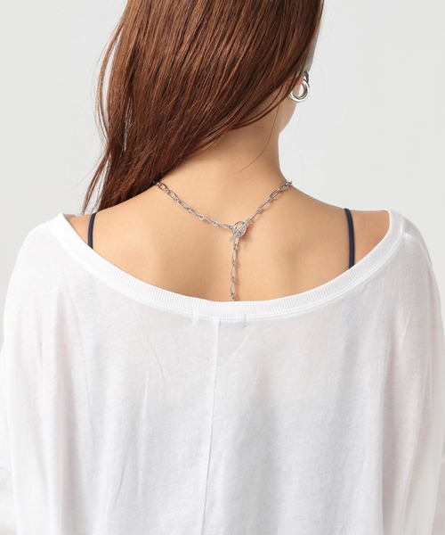 BAYFLOW（ベイフロー）の「[ワンショルダーでも着られる]オーバーサイズシアーロンT（Tシャツ/カットソー・レディース・チャコール/オフホワイト/ライトブルー・FREE）」の21枚目の写真