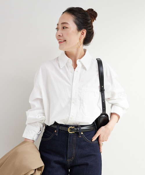 B.C STOCK（ベーセーストック）の「手洗い可 / ポプリンウォッシュフレイシャツ（シャツ/ブラウス・レディース・ホワイト/ライトブルー/スカイブルー・FREE）」の8枚目の写真