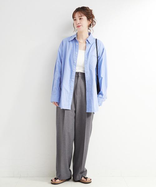 B.C STOCK（ベーセーストック）の「手洗い可 / ポプリンウォッシュフレイシャツ（シャツ/ブラウス・レディース・ホワイト/ライトブルー/スカイブルー・FREE）」の11枚目の写真