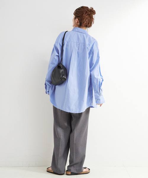 B.C STOCK（ベーセーストック）の「手洗い可 / ポプリンウォッシュフレイシャツ（シャツ/ブラウス・レディース・ホワイト/ライトブルー/スカイブルー・FREE）」の14枚目の写真