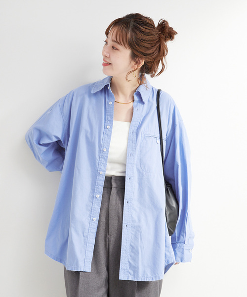 B.C STOCK（ベーセーストック）の「手洗い可 / ポプリンウォッシュフレイシャツ（シャツ/ブラウス・レディース・ホワイト/ライトブルー/スカイブルー・FREE）」の15枚目の写真