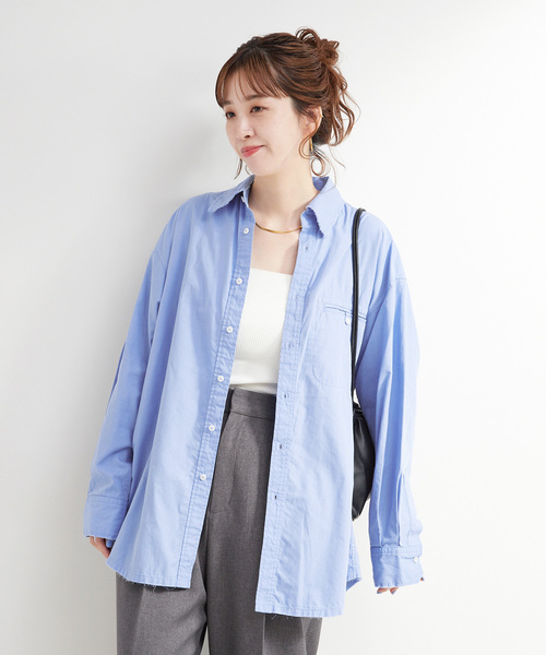 B.C STOCK（ベーセーストック）の「手洗い可 / ポプリンウォッシュフレイシャツ（シャツ/ブラウス・レディース・ホワイト/ライトブルー/スカイブルー・FREE）」の17枚目の写真