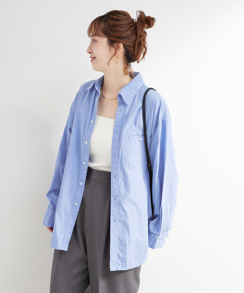 B.C STOCK（ベーセーストック）の「手洗い可 / ポプリンウォッシュフレイシャツ（シャツ/ブラウス・レディース・ホワイト/ライトブルー/スカイブルー・FREE）」の18枚目の写真
