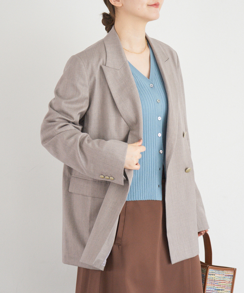 IENA(イエナ)の「REDA SUPER110 ダブルブレストジャケット(テーラードジャケット・レディース・ネイビー/ベージュ・38/36)」の19枚目の写真