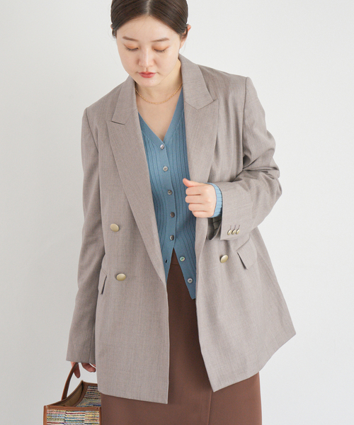 IENA(イエナ)の「REDA SUPER110 ダブルブレストジャケット(テーラードジャケット・レディース・ネイビー/ベージュ・38/36)」の13枚目の写真