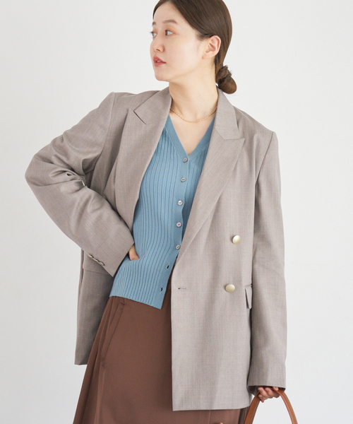 IENA(イエナ)の「REDA SUPER110 ダブルブレストジャケット(テーラードジャケット・レディース・ネイビー/ベージュ・38/36)」の10枚目の写真