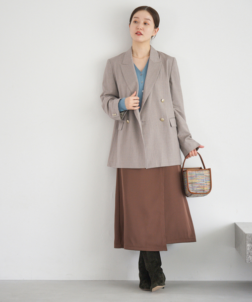 IENA(イエナ)の「REDA SUPER110 ダブルブレストジャケット(テーラードジャケット・レディース・ネイビー/ベージュ・38/36)」の8枚目の写真