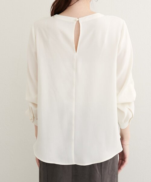 natural couture(ナチュラルクチュール)の「【WEB限定】レースフロントピンタックブラウス(シャツ/ブラウス・レディース・ネイビー/ミント/ベージュ/サックスブルー/オフホワイト・FREE)」の12枚目の写真