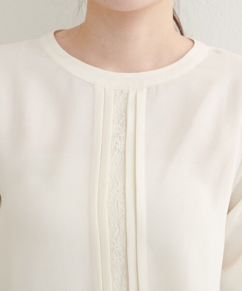 natural couture(ナチュラルクチュール)の「【WEB限定】レースフロントピンタックブラウス(シャツ/ブラウス・レディース・ネイビー/ミント/ベージュ/サックスブルー/オフホワイト・FREE)」の13枚目の写真