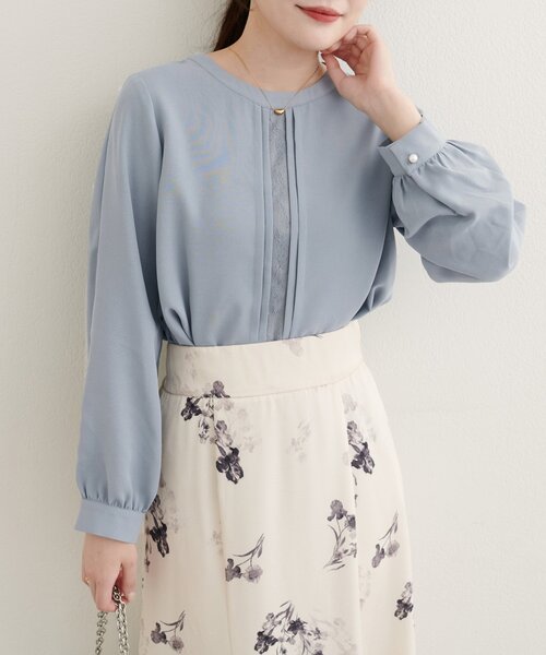 natural couture(ナチュラルクチュール)の「【WEB限定】レースフロントピンタックブラウス(シャツ/ブラウス・レディース・ネイビー/ミント/ベージュ/サックスブルー/オフホワイト・FREE)」の20枚目の写真