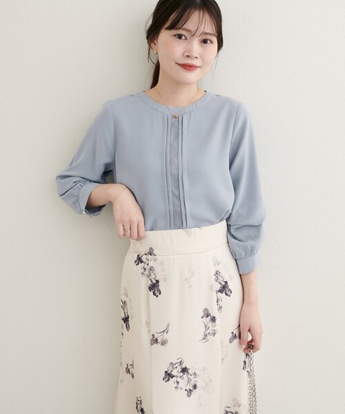 natural couture(ナチュラルクチュール)の「【WEB限定】レースフロントピンタックブラウス(シャツ/ブラウス・レディース・ネイビー/ミント/ベージュ/サックスブルー/オフホワイト・FREE)」の21枚目の写真