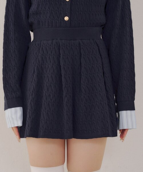 continuer de NICE CLAUP（コンティニューデナイスクラップ）の「【SETUP対応】ケーブルカーデ&ミニスカートSET（ワンピース・レディース・ボルドー/ネイビー/トップグレー/アイボリー/ブラウン・FREE）」の13枚目の写真