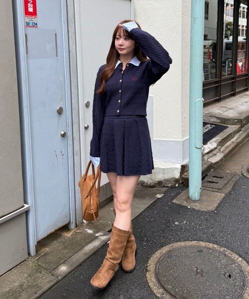 continuer de NICE CLAUP（コンティニューデナイスクラップ）の「【SETUP対応】ケーブルカーデ&ミニスカートSET（ワンピース・レディース・ボルドー/ネイビー/トップグレー/アイボリー/ブラウン・FREE）」の20枚目の写真