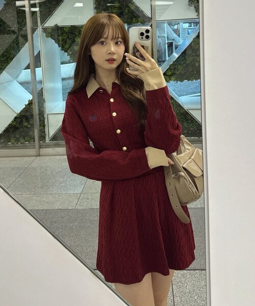 continuer de NICE CLAUP（コンティニューデナイスクラップ）の「【SETUP対応】ケーブルカーデ&ミニスカートSET（ワンピース・レディース・ボルドー/ネイビー/トップグレー/アイボリー/ブラウン・FREE）」の5枚目の写真