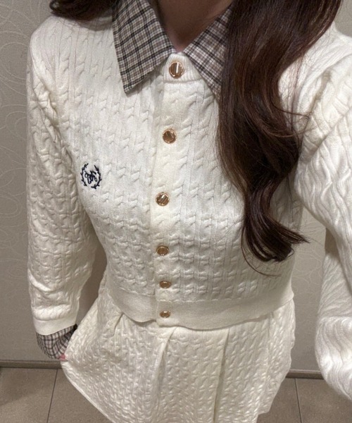 continuer de NICE CLAUP（コンティニューデナイスクラップ）の「【SETUP対応】ケーブルカーデ&ミニスカートSET（ワンピース・レディース・ボルドー/ネイビー/トップグレー/アイボリー/ブラウン・FREE）」の6枚目の写真