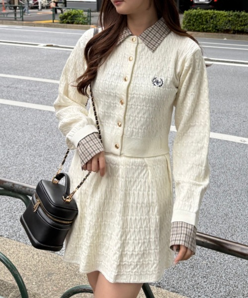 continuer de NICE CLAUP（コンティニューデナイスクラップ）の「【SETUP対応】ケーブルカーデ&ミニスカートSET（ワンピース・レディース・ボルドー/ネイビー/トップグレー/アイボリー/ブラウン・FREE）」の7枚目の写真