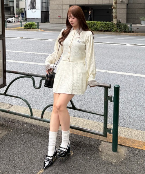 ミニケーブルプルオーバー+ストレートスカート ニットアップ｜Stola