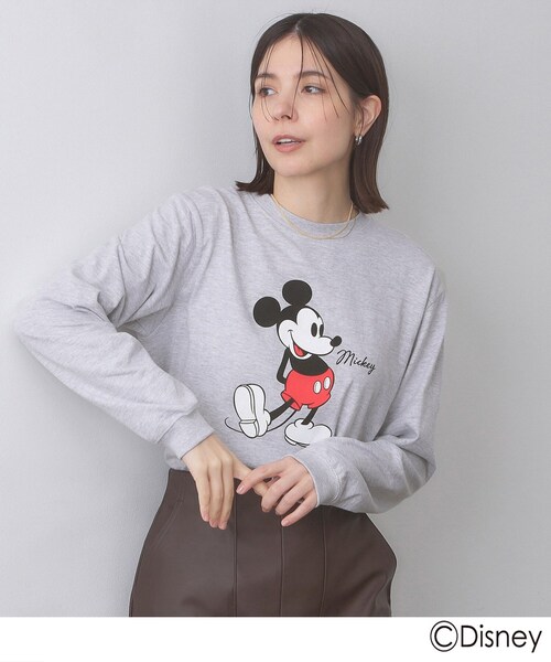 OPAQUE.CLIP（オペークドットクリップ）の「【Mickey Mouse】プリントロングTシャツ（Tシャツ/カットソー・レディース・チャコールグレー/ホワイト/グレー・99）」の3枚目の写真
