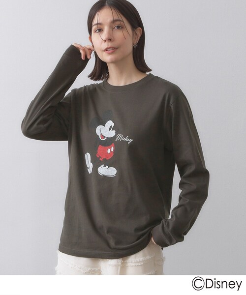 OPAQUE.CLIP（オペークドットクリップ）の「【Mickey Mouse】プリントロングTシャツ（Tシャツ/カットソー・レディース・チャコールグレー/ホワイト/グレー・99）」の2枚目の写真