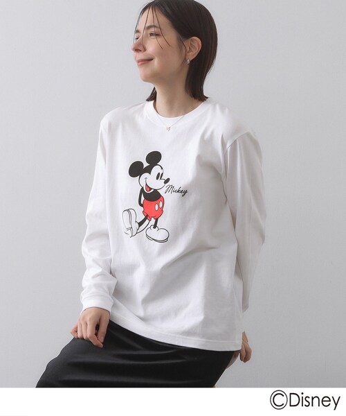 OPAQUE.CLIP（オペークドットクリップ）の「【Mickey Mouse】プリントロングTシャツ（Tシャツ/カットソー・レディース・チャコールグレー/ホワイト/グレー・99）」の13枚目の写真