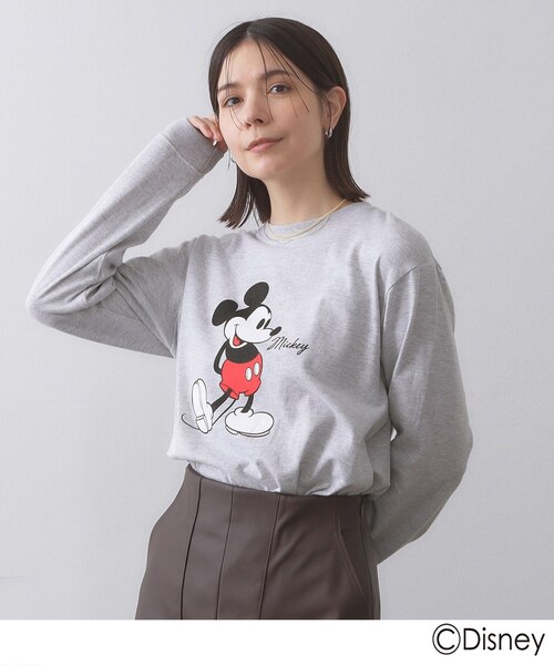 OPAQUE.CLIP（オペークドットクリップ）の「【Mickey Mouse】プリントロングTシャツ（Tシャツ/カットソー・レディース・チャコールグレー/ホワイト/グレー・99）」の17枚目の写真
