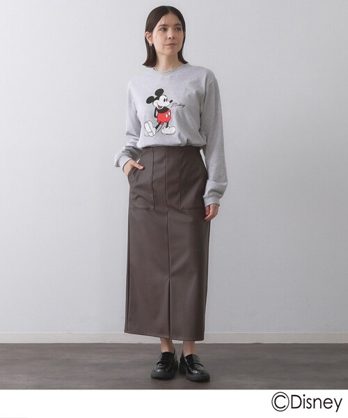 OPAQUE.CLIP（オペークドットクリップ）の「【Mickey Mouse】プリントロングTシャツ（Tシャツ/カットソー・レディース・チャコールグレー/ホワイト/グレー・99）」の18枚目の写真