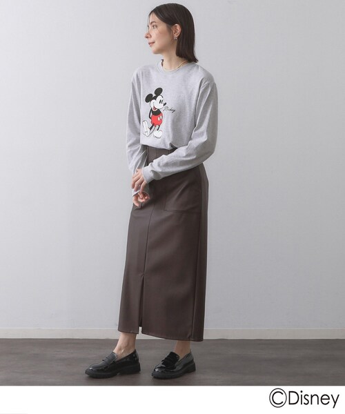 OPAQUE.CLIP（オペークドットクリップ）の「【Mickey Mouse】プリントロングTシャツ（Tシャツ/カットソー・レディース・チャコールグレー/ホワイト/グレー・99）」の19枚目の写真