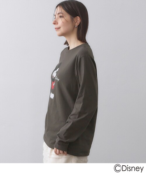 OPAQUE.CLIP（オペークドットクリップ）の「【Mickey Mouse】プリントロングTシャツ（Tシャツ/カットソー・レディース・チャコールグレー/ホワイト/グレー・99）」の21枚目の写真