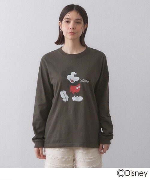 OPAQUE.CLIP（オペークドットクリップ）の「【Mickey Mouse】プリントロングTシャツ（Tシャツ/カットソー・レディース・チャコールグレー/ホワイト/グレー・99）」の6枚目の写真