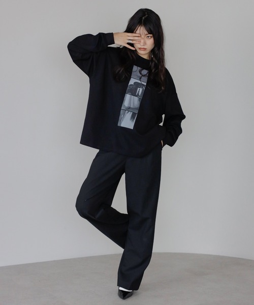 ENC（エンク）の「【動画あり】smooth touch photo print long sleeve T-shirt / スムースタッチフォトプリントロンT（Tシャツ/カットソー・レディース・ネイビー/オフホワイト/ブラック・FREE）」の13枚目の写真