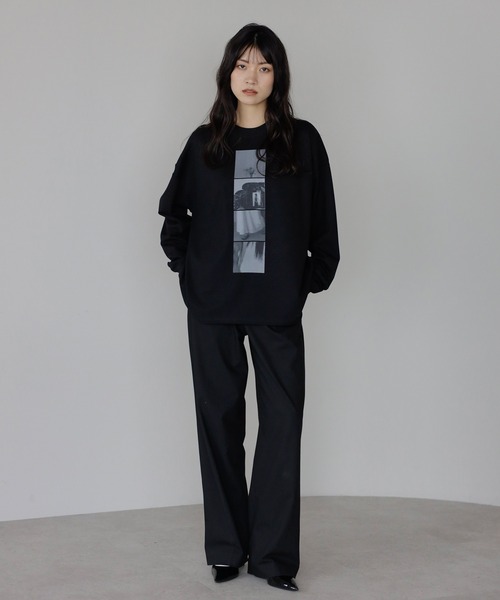 ENC（エンク）の「【動画あり】smooth touch photo print long sleeve T-shirt / スムースタッチフォトプリントロンT（Tシャツ/カットソー・レディース・ネイビー/オフホワイト/ブラック・FREE）」の15枚目の写真