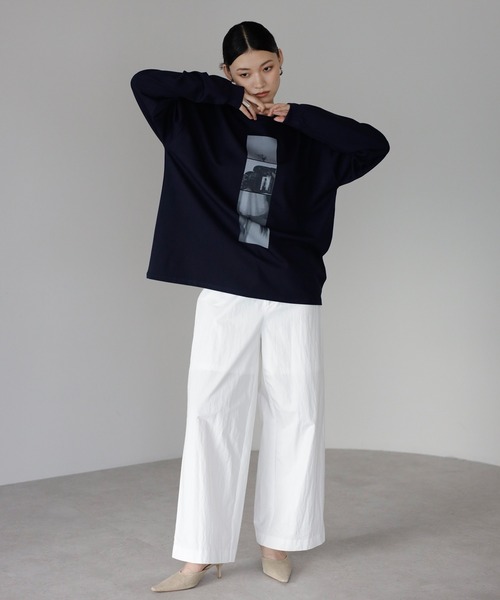ENC（エンク）の「【動画あり】smooth touch photo print long sleeve T-shirt / スムースタッチフォトプリントロンT（Tシャツ/カットソー・レディース・ネイビー/オフホワイト/ブラック・FREE）」の19枚目の写真