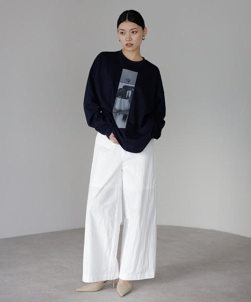 ENC（エンク）の「【動画あり】smooth touch photo print long sleeve T-shirt / スムースタッチフォトプリントロンT（Tシャツ/カットソー・レディース・ネイビー/オフホワイト/ブラック・FREE）」の21枚目の写真
