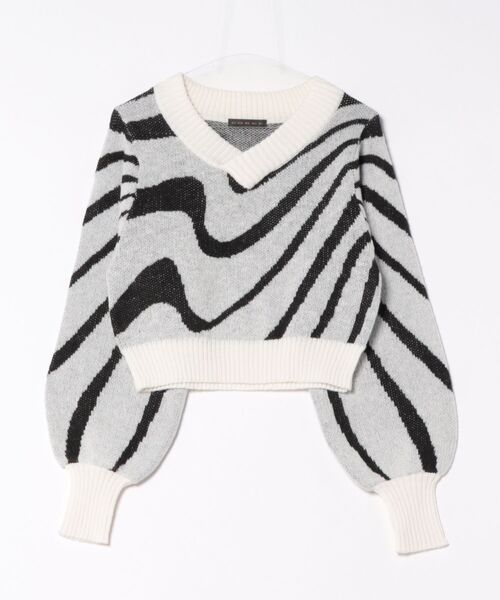 セール】《ゼブラ柄×Vネック》レディース ニットプルオーバー モード
