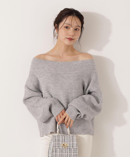 PROPORTION BODY DRESSING（プロポーションボディドレッシング）の「ラメ入りオフショル畔ニット / 1215270009（ニット/セーター・レディース・パープル/ホワイト/グレー・SMALL/MEDIUM）」の12枚目の写真