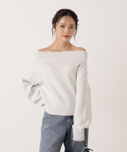 PROPORTION BODY DRESSING（プロポーションボディドレッシング）の「ラメ入りオフショル畔ニット / 1215270009（ニット/セーター・レディース・パープル/ホワイト/グレー・SMALL/MEDIUM）」の17枚目の写真